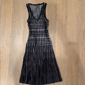 White House Black Market Black and White Patterned Midi Dress